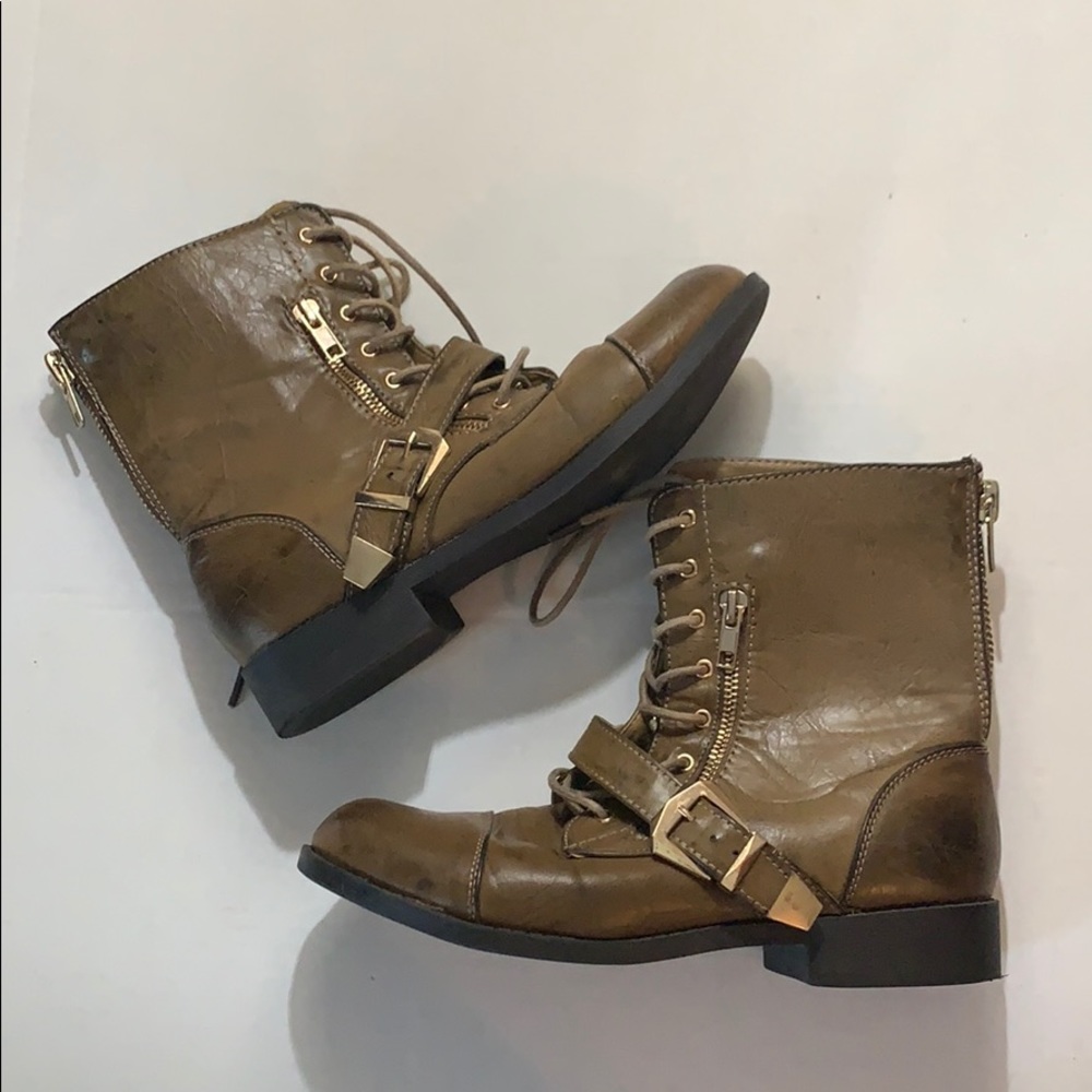 Rouge Helium Brown Combat Boots Size 7